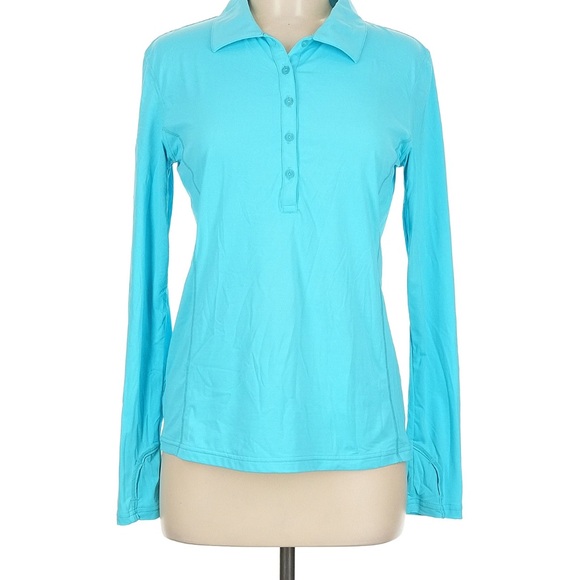 Bloq UV Tops - BloqUV Women's Turquoise Teal Aqua Protection SPF Athletic Shirt Medium
